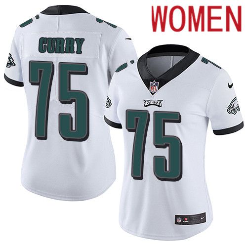 Women Philadelphia Eagles 75 Vinny Curry Nike White Vapor Limited NFL Jersey